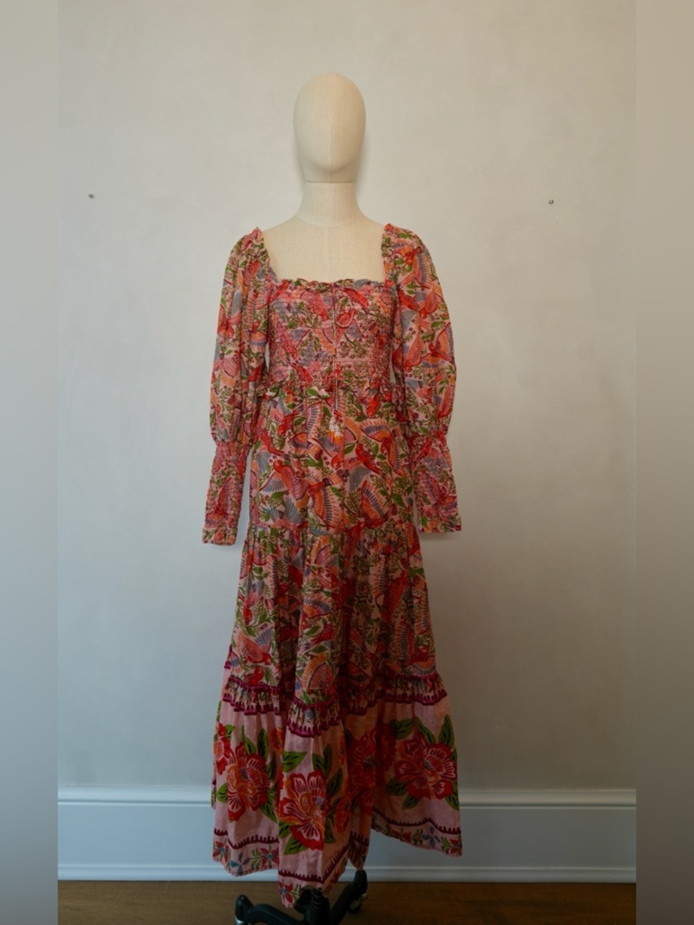 FARM Rio Smocked Floral Maxi Dress in Pink